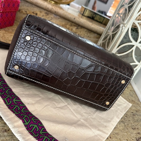 New ❤️ Tory Burch Thea Web Small Satchel Crossbody Bag (brown) - Picture 11 of 12